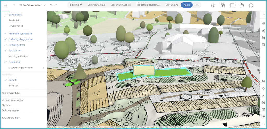 Skärmklipp av programvaran ArcGIS Urban